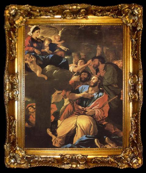framed  Nicolas Poussin The Virgin of the Pilar and its aparicion to San Diego of Large, ta009-2
